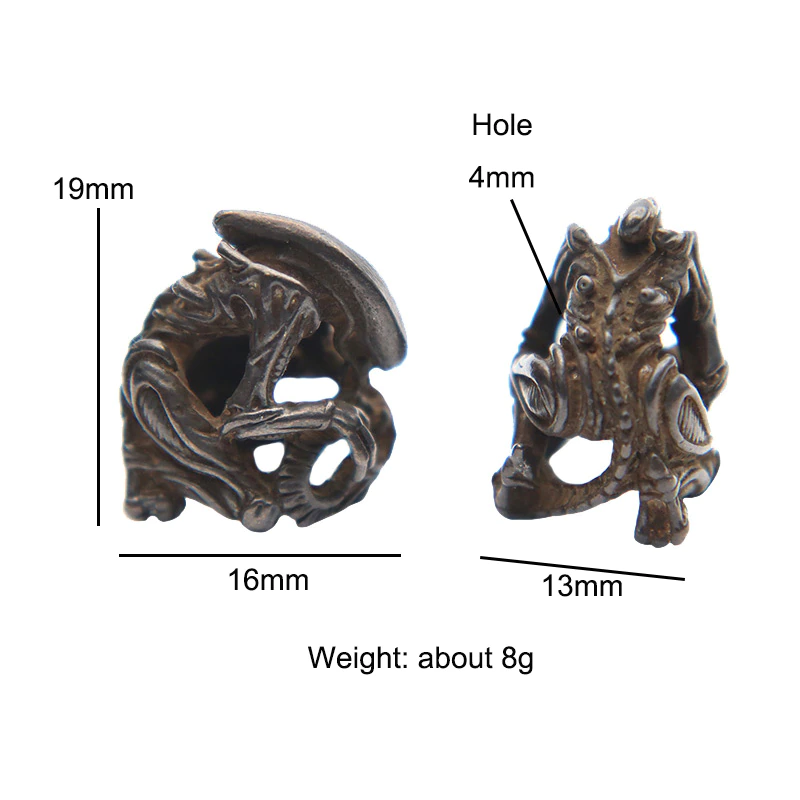 Alien Figurines Black Brass Paracord Knife Beads DIY Woven Lanyard  Pendant Jewelry Accessories EDC Outdoor Charms for Bracelets