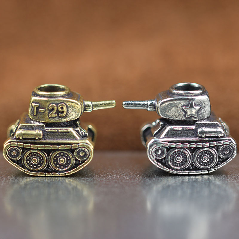 Classic T29 Tank Model Brass Knife Beads Outdoor EDC Umbrella Rope Pendants DIY Paracord Bracelets Accessories Lanyard Hangings