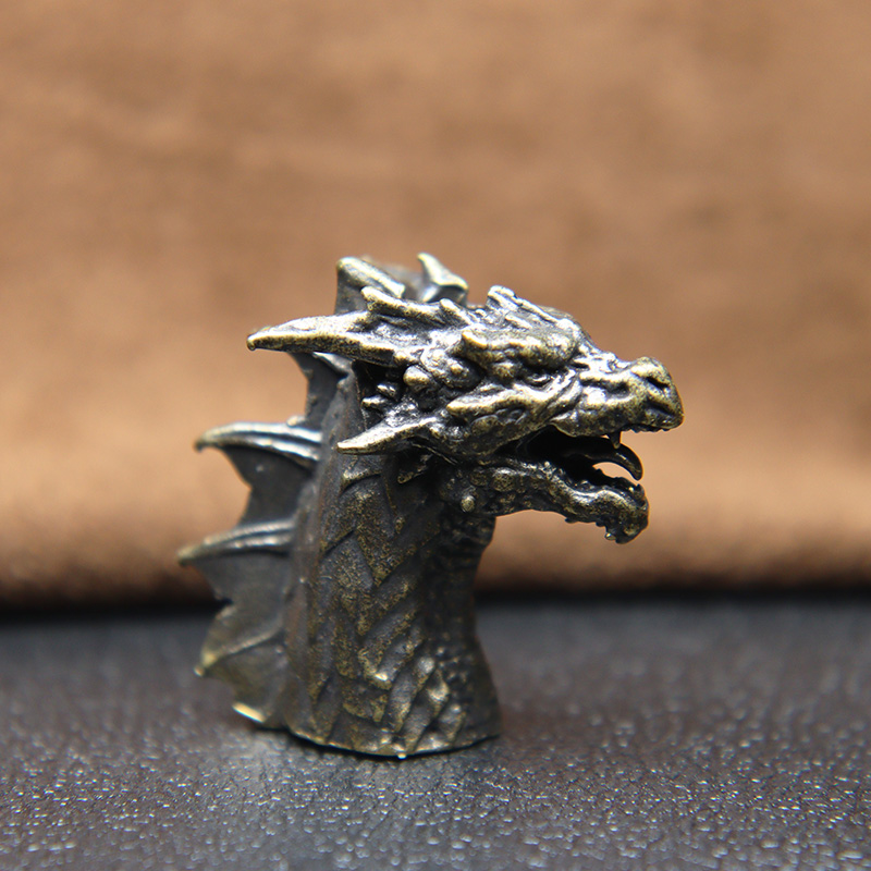 Beast European Dragon Head Brass Knife Pendants Jewelry Umbrella Rope Paracord Bead EDC DIY Keychain Lanyard Hanging Accessories