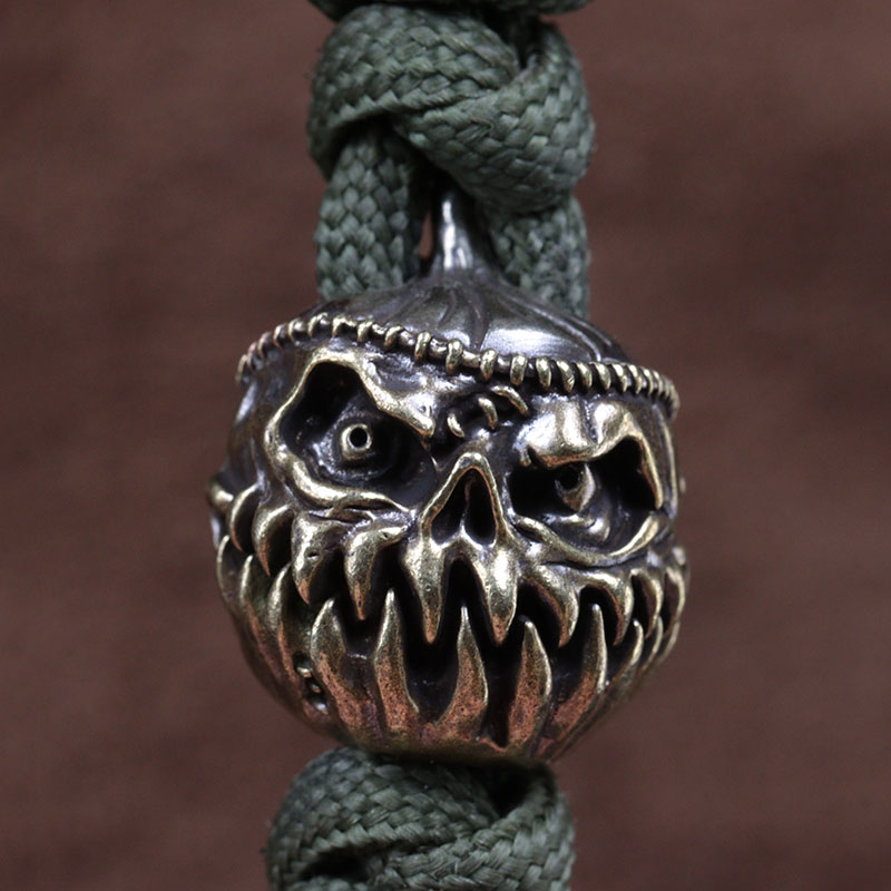 Halloween Pumpkin Skull Face Lantern EDC Brass Knife Beads DIY Woven Paracord Lanyard Pendants Outdoor Tool Hangings Accessories