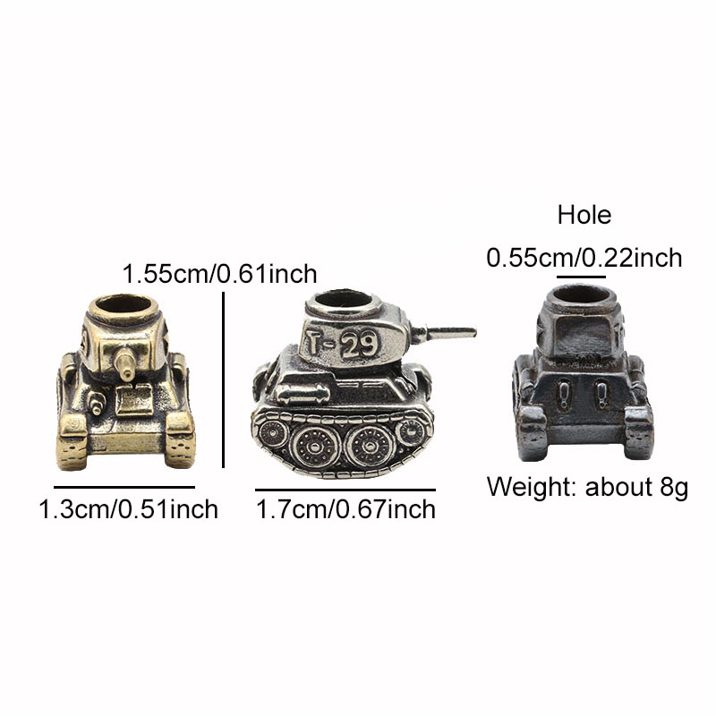 Classic T29 Tank Model Brass Knife Beads Outdoor EDC Umbrella Rope Pendants DIY Paracord Bracelets Accessories Lanyard Hangings