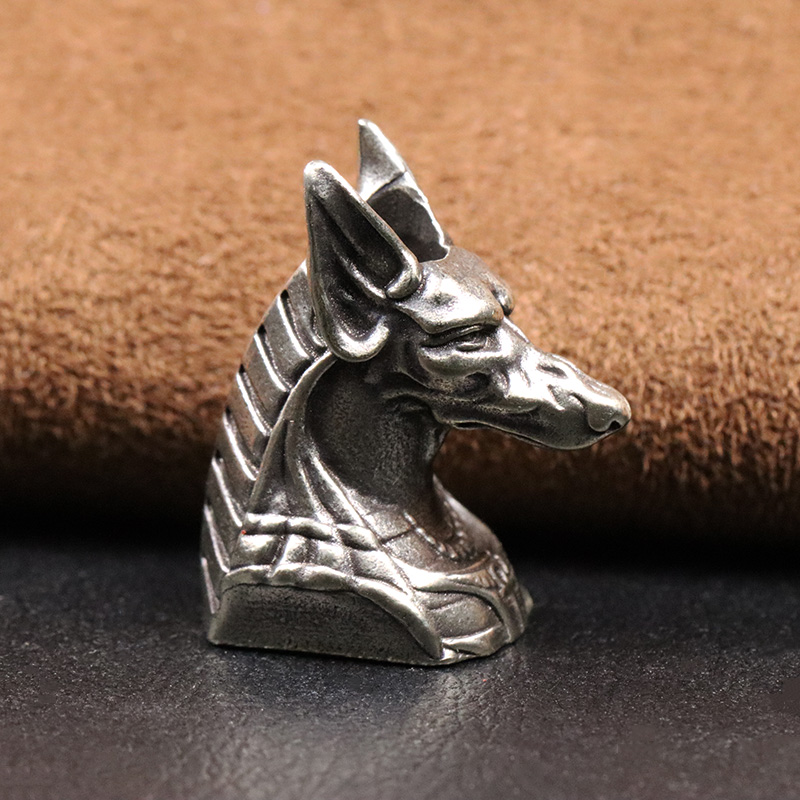 Ancient Egypt Death God Anubis Jackal Head Brass EDC Knife Beads DIY Paracord Woven Lanyard Pendants Jewelry Outdoor Accessories