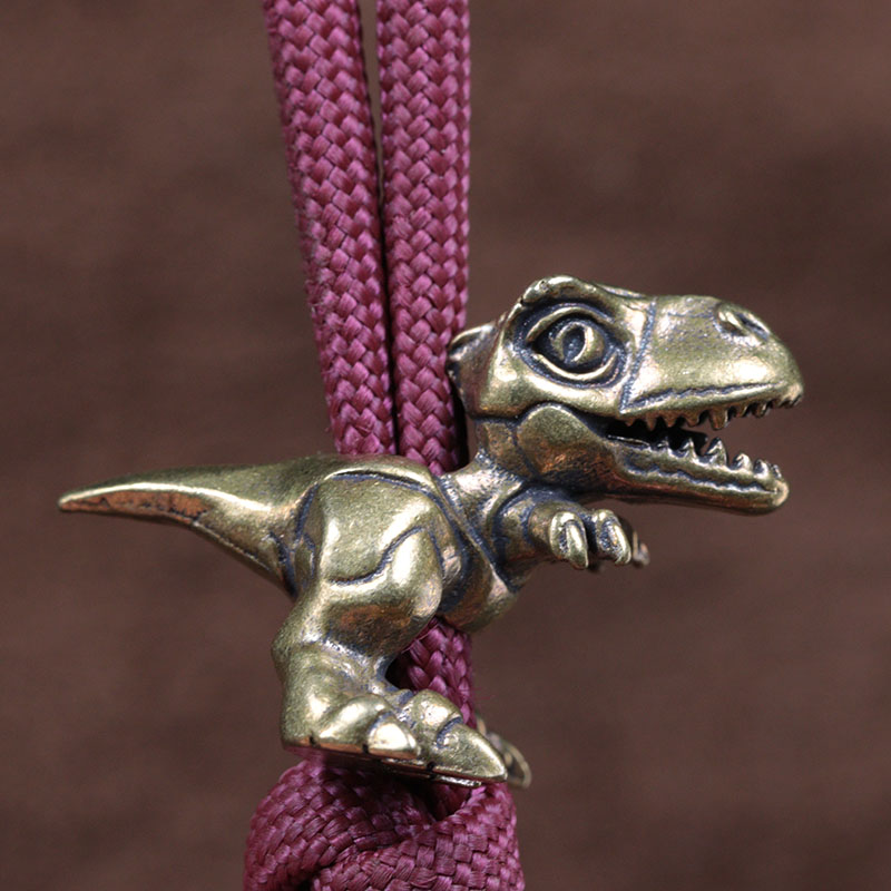 Tyrannosaurus Rex Brass Knife Bead Dinosaur EDC DIY Paracord Woven Lanyard Pendant Bracelets Charms Jewelry Hangings Accessories