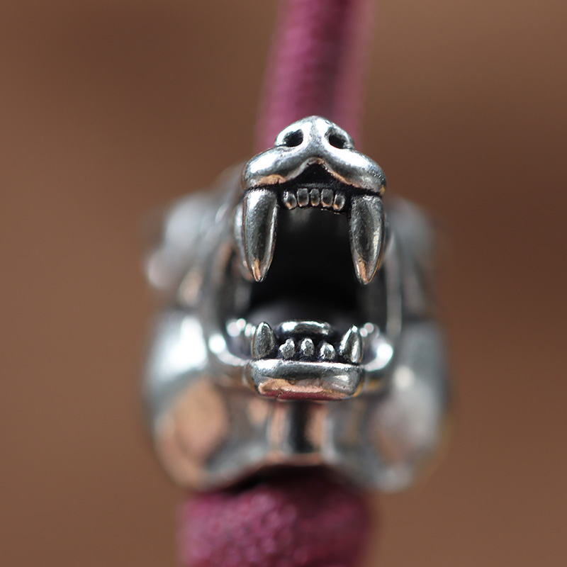 Animal Wolf Warriors Head Sculpture Brass Paracord Bead DIY Handmade Lanyard Pendant Jewelry Accessories EDC Outdoor Tool Charms