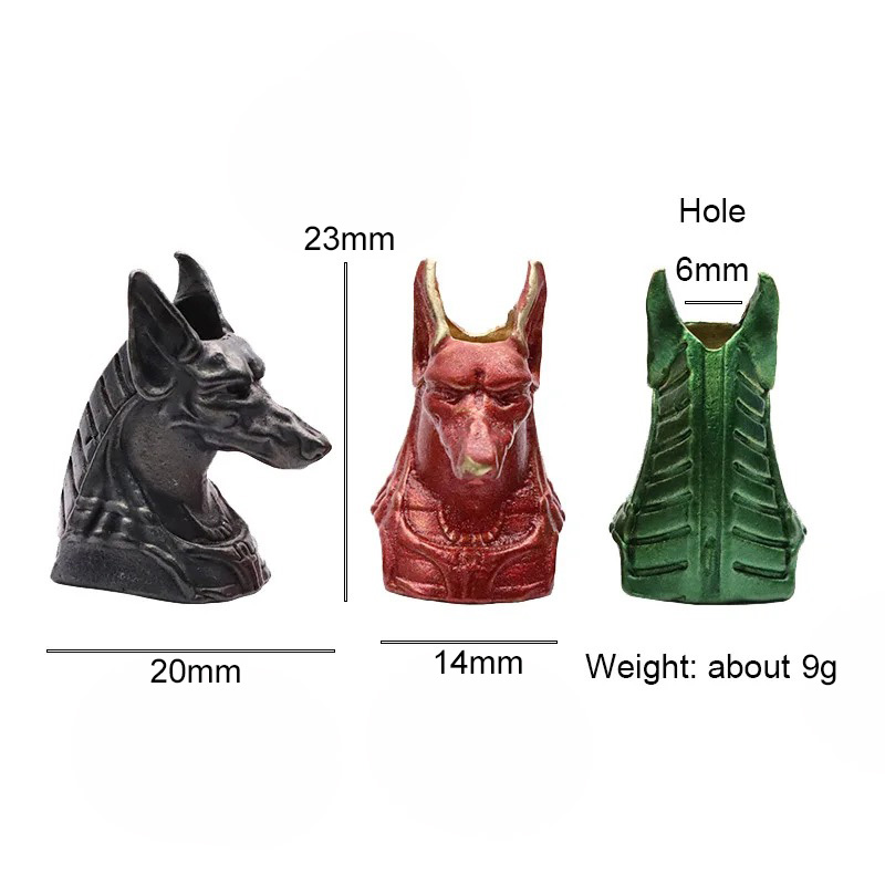 Ancient Egypt Death God Anubis Jackal Head Brass EDC Knife Beads DIY Paracord Woven Lanyard Pendants Jewelry Outdoor Accessories