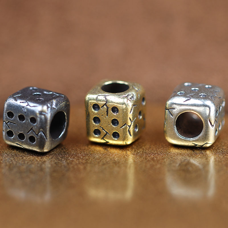 Dice Brass Knife Beads EDC Outdoor DIY Paracord Woven Bracelets Accessories Key Chain Lanyard Pendants Flashlight Hangings Tools