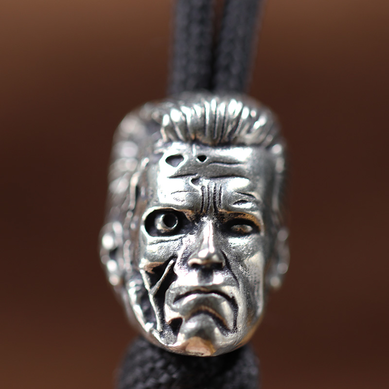 Robot Warrior Brass Knife Beads EDC Outdoor DIY Paracord Woven Lanyard Pendants Accessories Hot Movie Character Head Sculptures