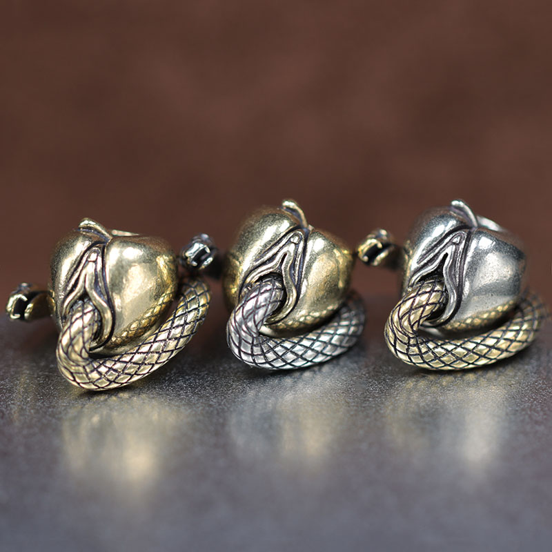 Desire Snake Female Genitalia Apple Figure EDC Outdoor Paracord Beads Retro Brass Umbrella Rope Woven Lanyard Pendants For Knife