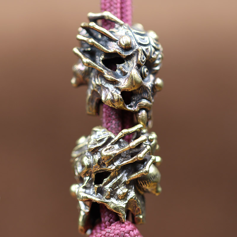 Spider Skull Head Brass Knife Bead Punk EDC Outdoor DIY Paracord Woven Bracelet Accessories Lanyard Pendants Flashlight Hangings