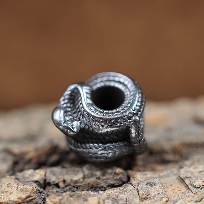 Black Brass Rattlesnake Knife Beads DIY EDC Umbrella Rope Lanyard Paracord Bracelets Snake Pendants Jewelry Outdoor Accessories