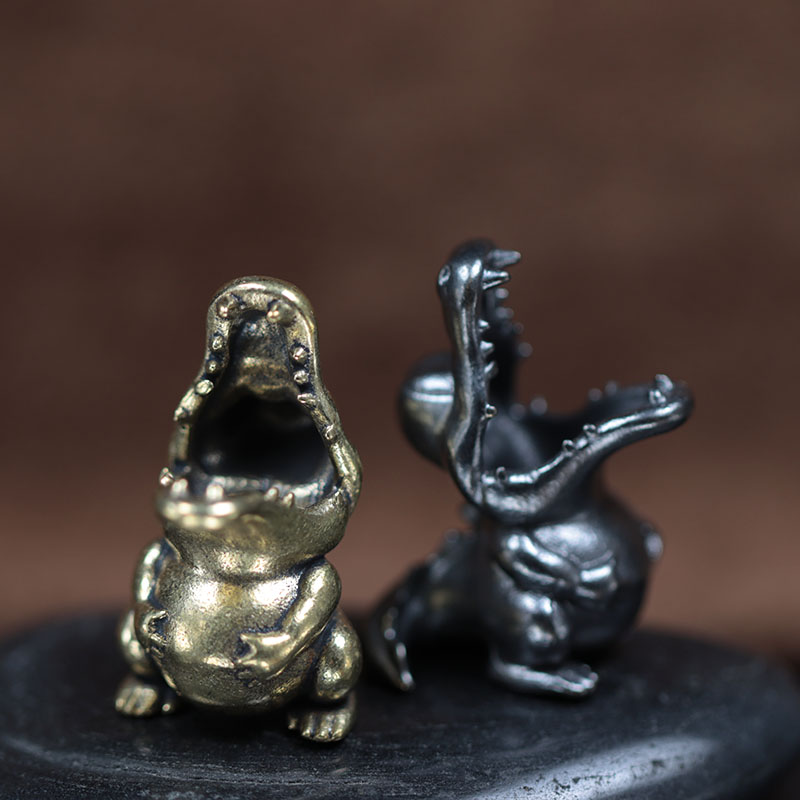 Cute Open-mouthed Dinosaur Brass Knife Beads Outdoor EDC DIY Paracord Bracelets Accessories Umbrella Rope Woven Lanyard Pendants