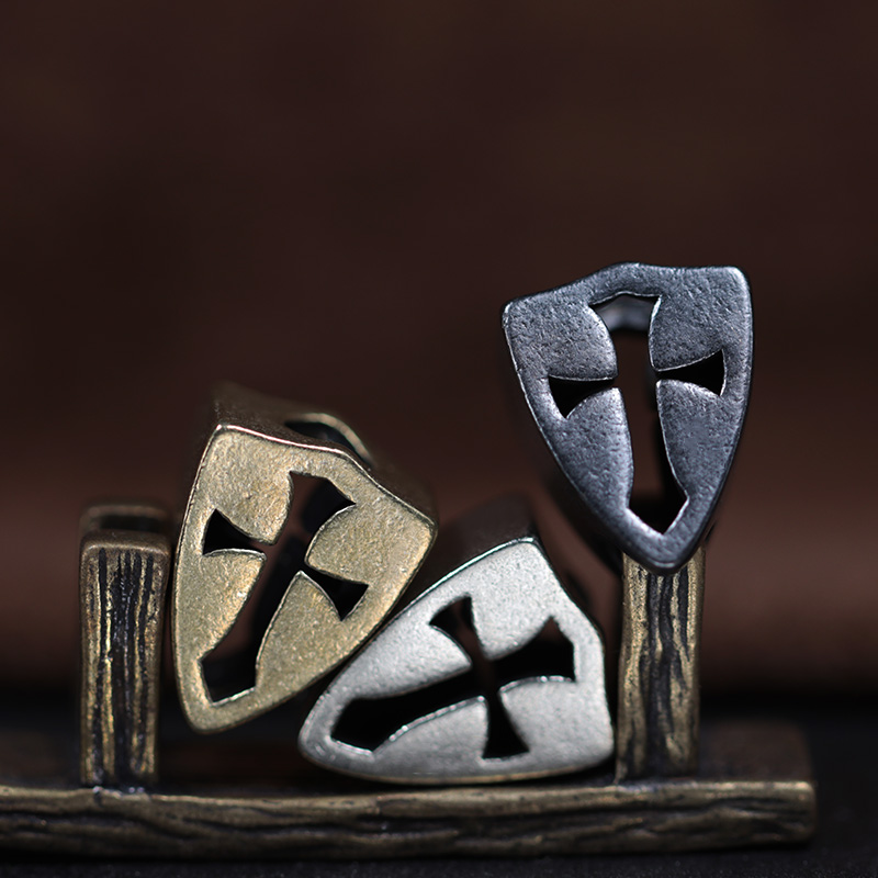 Cross Shield Brass Knife Beads EDC Outdoor DIY Paracord Woven Bracelets Accessories Survival Tool  Flashlight Lanyard Pendants