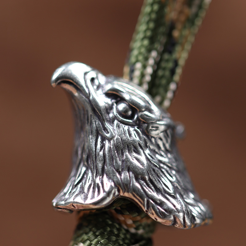 Animal Eagle Head Sculpture Brass Knife Bead EDC Outdoor DIY Paracord Handmade Woven Lanyard Pendant Accessories Bracelet Charms