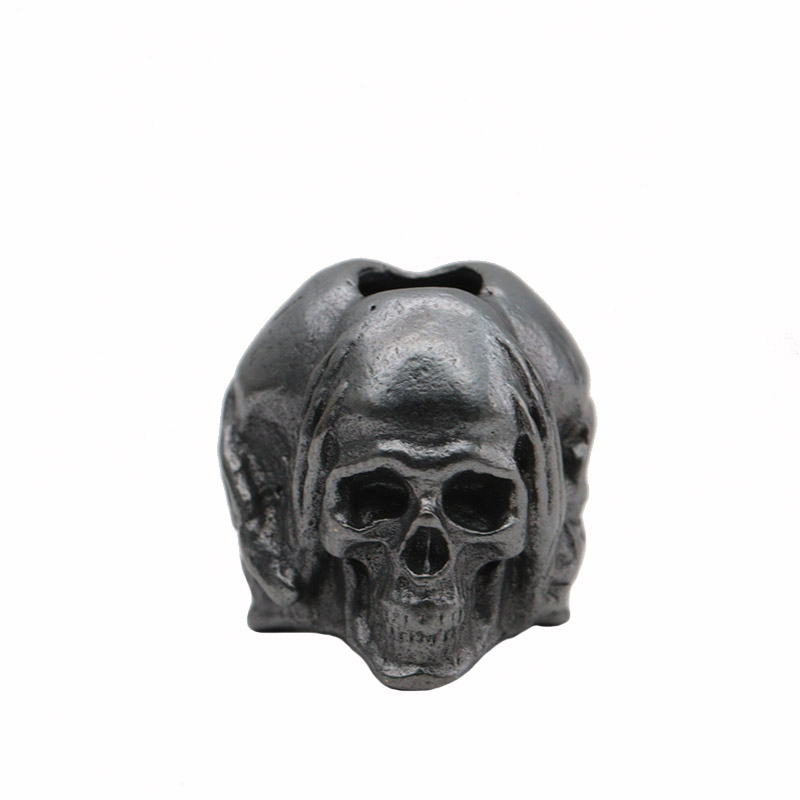 Three Sided Skull Head Brass Knife Beads EDC Outdoor DIY Paracord Woven Lanyard Pendants Bracelets Charms Jewelry Accessories