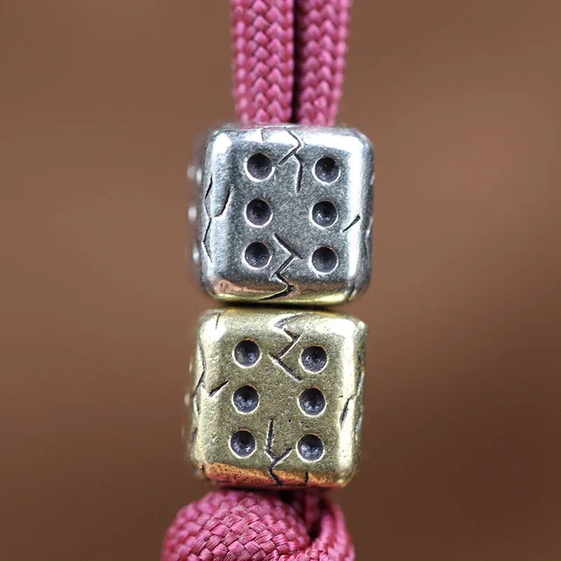 Dice Brass Knife Beads EDC Outdoor DIY Paracord Woven Bracelets Accessories Key Chain Lanyard Pendants Flashlight Hangings Tools