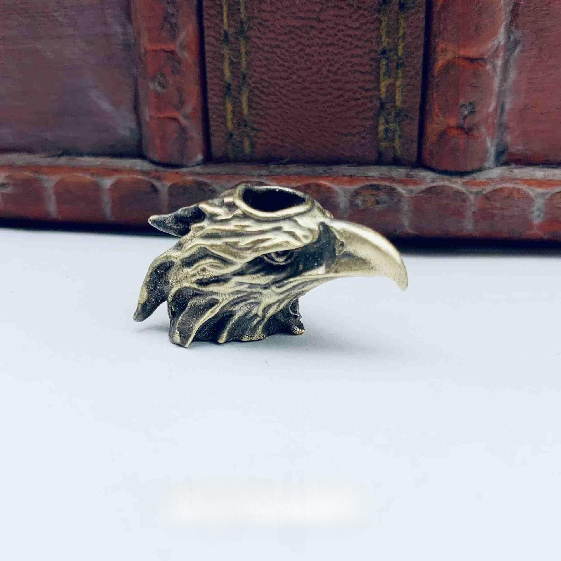 Eagle Head Sculpture Brass Knife Beads EDC Outdoor DIY Paracord Woven Bracelets Accessories Survival Flashlight Lanyard Pendants