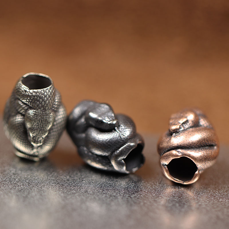 Python Snake Brass Knife Beads DIY EDC Outdoor Umbrella Rope Woven Lanyard Punk Paracord Bracelets Pendants Jewelry Accessories