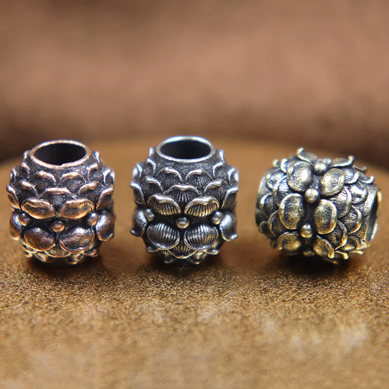 Retro Brass Lotus Petal Knife Bead EDC Outdoor Tool DIY Paracord Woven Lanyard Pendants Bracelets Spacer Beads Hangings Jewelry