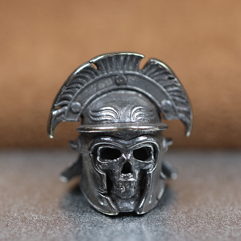 Fan Shape Helmet Skull Head Knife Beads DIY Paracord Lanyard Pendant Retro Punk Metal Brass Samurai EDC Outdoor Tool Accessories