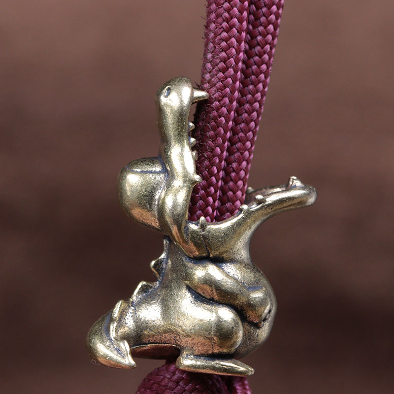 Cute Open-mouthed Dinosaur Brass Knife Beads Outdoor EDC DIY Paracord Bracelets Accessories Umbrella Rope Woven Lanyard Pendants