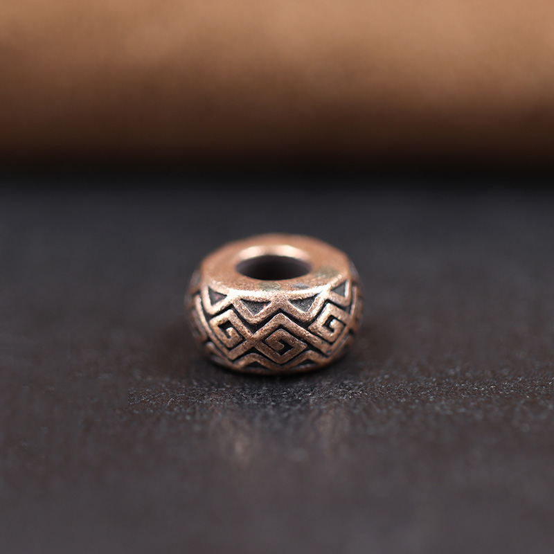 Chinese Traditional Pattern Flat Brass Knife Beads DIY EDC Outdoor Paracord Lanyard Pendant Flashlight Umbrella Rope Accessories