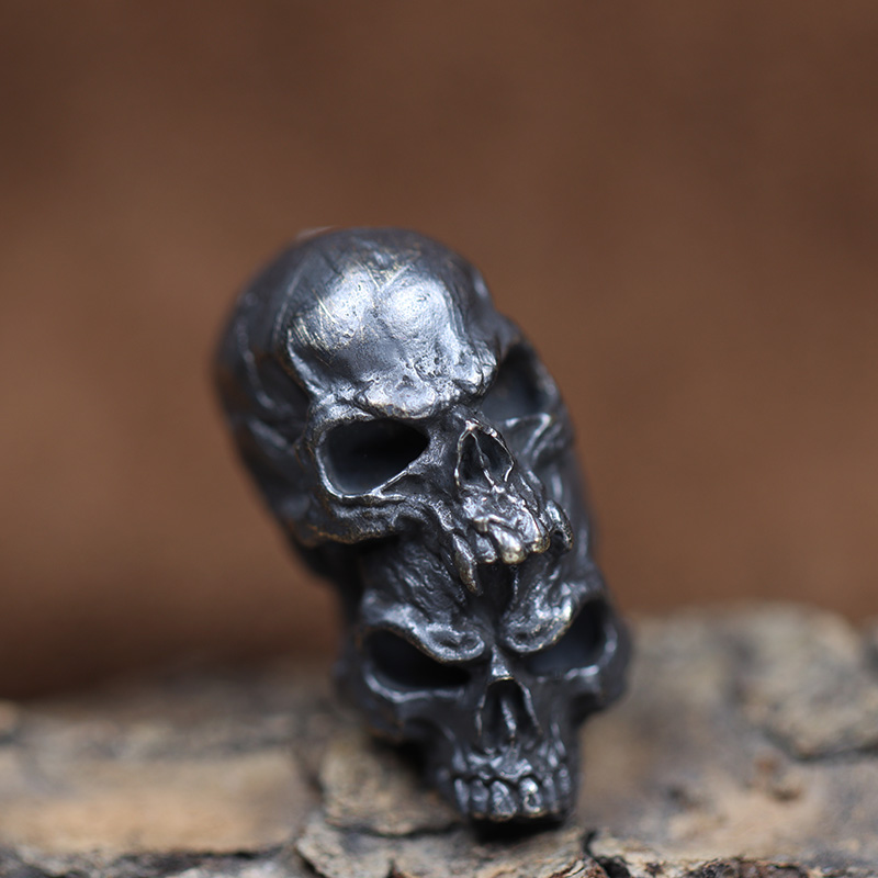 Double Layer Skull Head Brass Knife Bead EDC Outdoor DIY Paracord Accessories Woven Lanyard Pendant Jewelry Punk Bracelet Charms