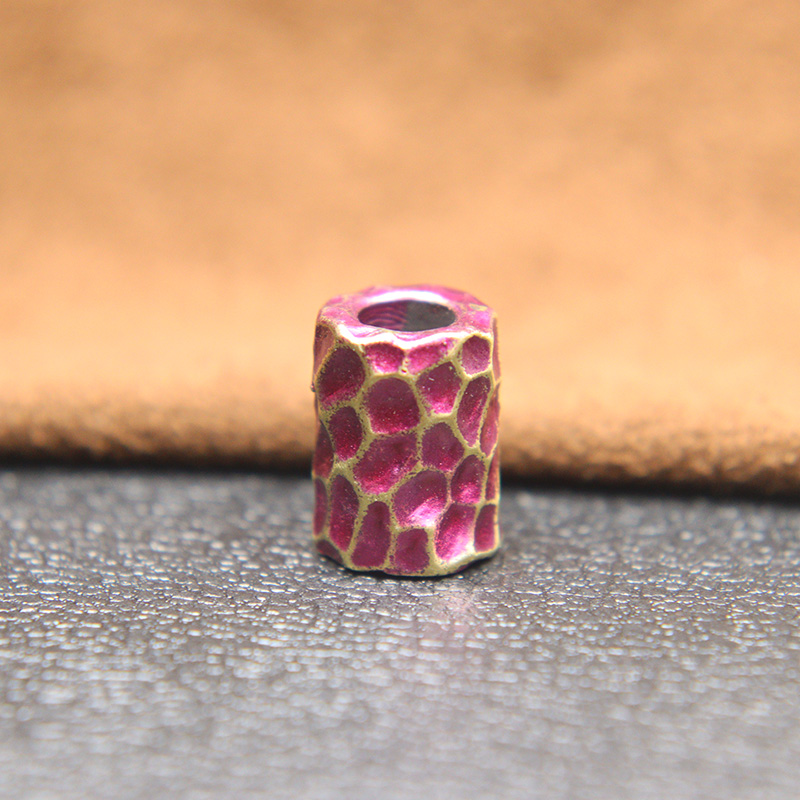 Brass Hammer Texture Pattern Cylinder EDC Knife Beads Paracord Lanyard Pendants DIY Outdoor Flashlight Umbrella Rope Accessories