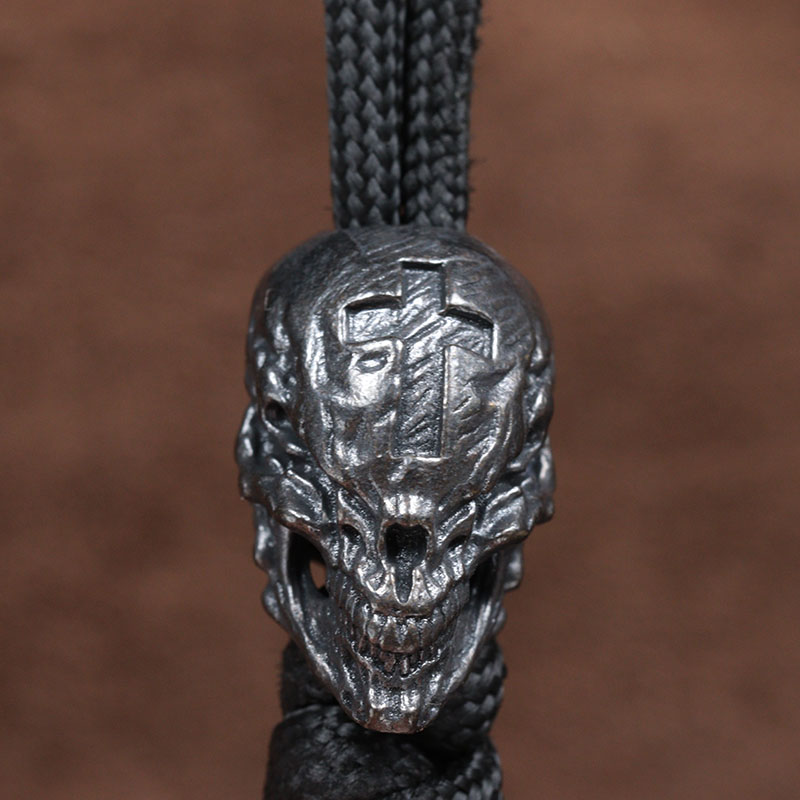 Cross Skull Head Brass Knife Beads EDC DIY Paracord Woven Bracelets Lanyard Pendants Accessories Outdoor Tool Hangings Trinkets