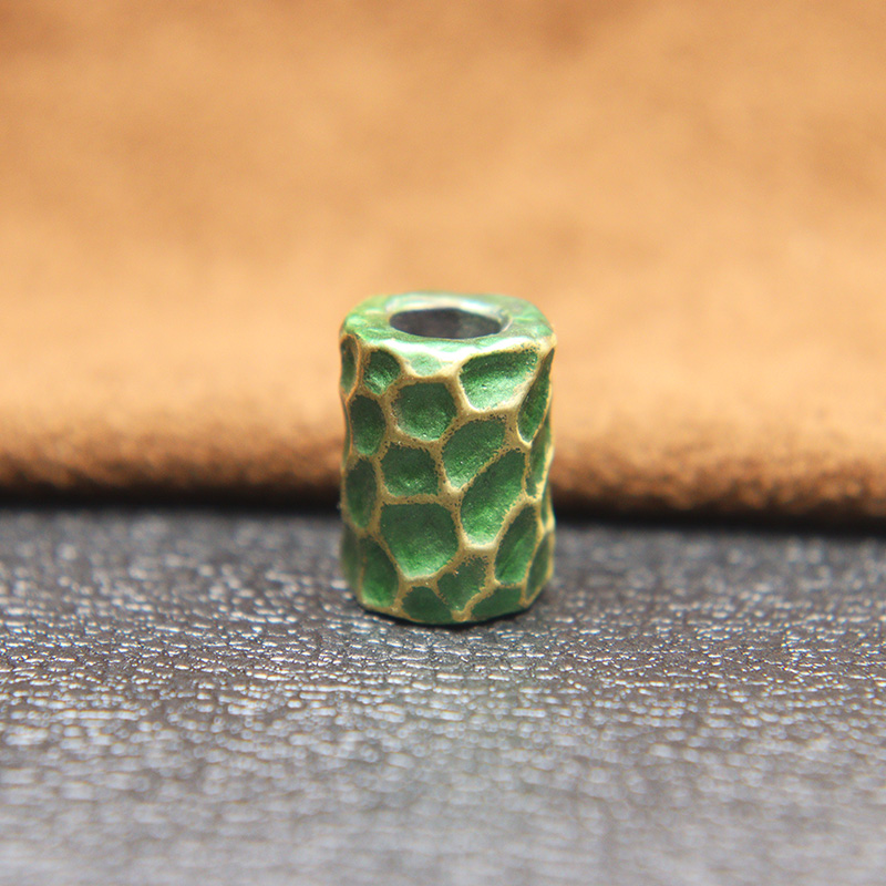 Brass Hammer Texture Pattern Cylinder EDC Knife Beads Paracord Lanyard Pendants DIY Outdoor Flashlight Umbrella Rope Accessories