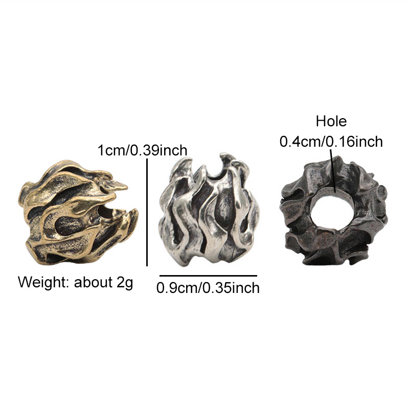 2pcs 4mm Hole Little Flame Shape Brass Knife Beads EDC Outdoor DIY Paracord Accessories Lanyard Pendants Flashlight Hangings