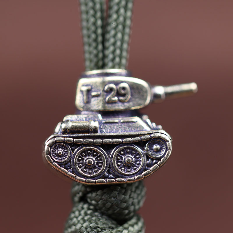 Classic T29 Tank Model Brass Knife Beads Outdoor EDC Umbrella Rope Pendants DIY Paracord Bracelets Accessories Lanyard Hangings