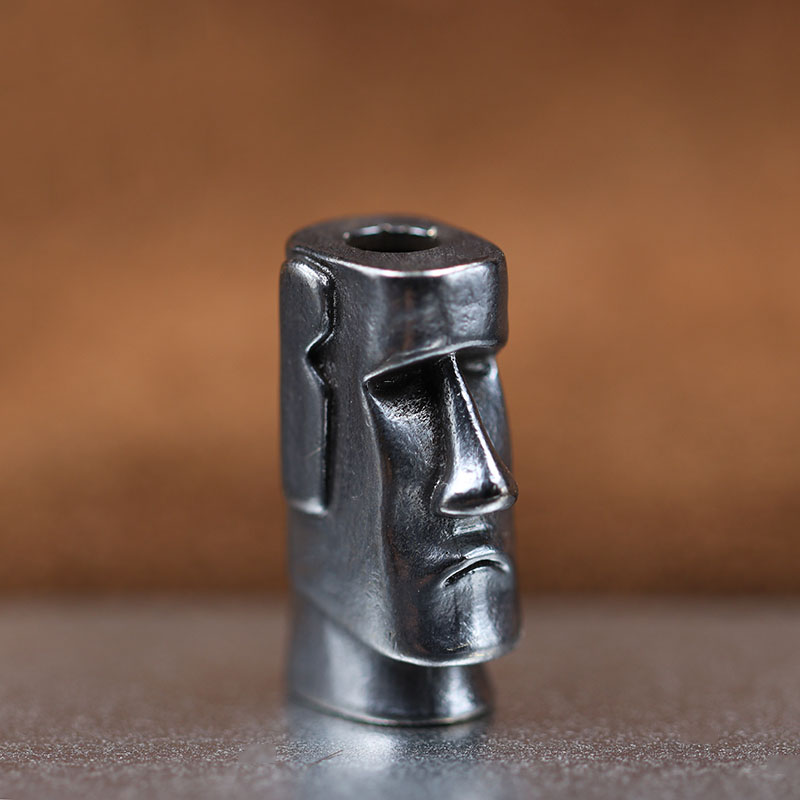 Easter Island Stone Statue Watchman Knife Beads Brass Woven Paracord Lanyard Pendants Outdoor EDC Umbrella Rope DIY Accessories