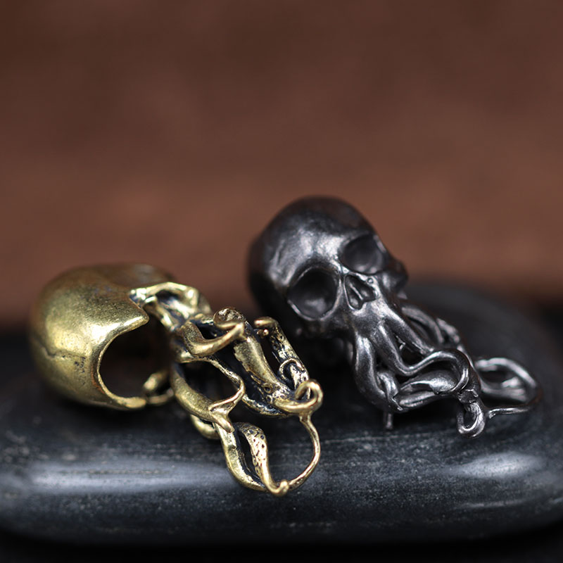 Black Skull Face Octopus Brass Knife Beads Lanyard Pendants Jewelry Umbrella Rope Hangings EDC Outdoor DIY Paracord Accessories