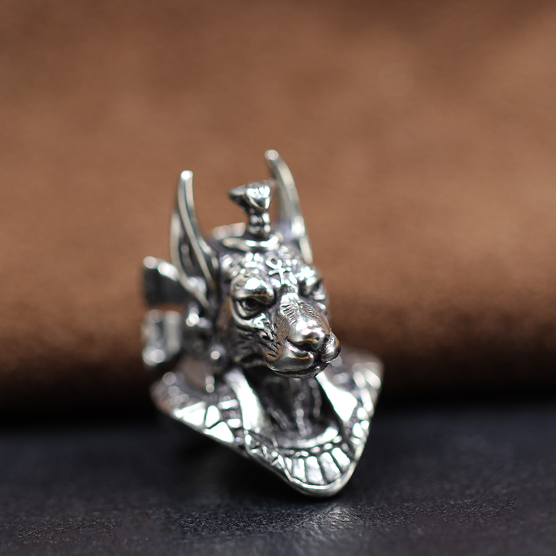 Ancient Egypt Death God Anubis Jackal Head Brass EDC Knife Beads DIY Paracord Woven Lanyard Pendants Jewelry Outdoor Accessories