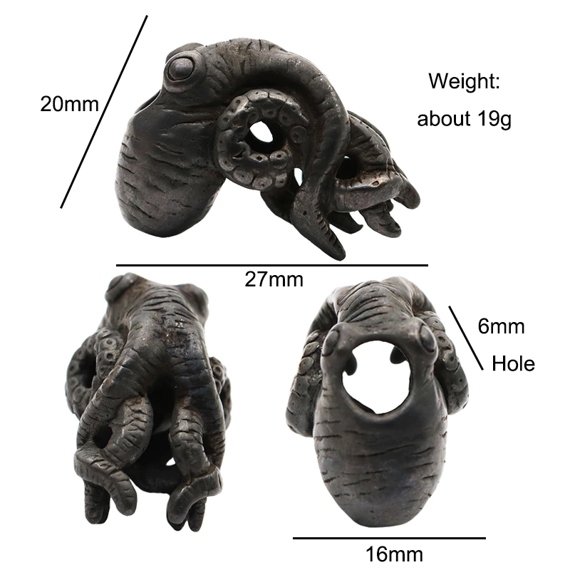 Black Sea Animal Octopus Brass Knife Beads Outdoor EDC Umbrella Rope Pendant DIY Paracord Bracelets Accessories Lanyard Hangings