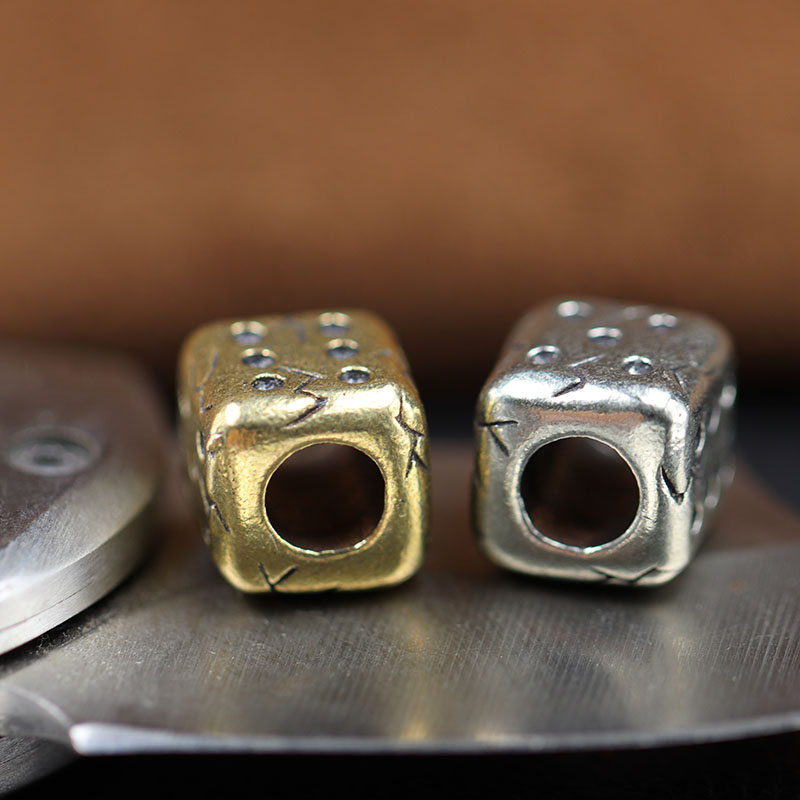 Dice Brass Knife Beads EDC Outdoor DIY Paracord Woven Bracelets Accessories Key Chain Lanyard Pendants Flashlight Hangings Tools