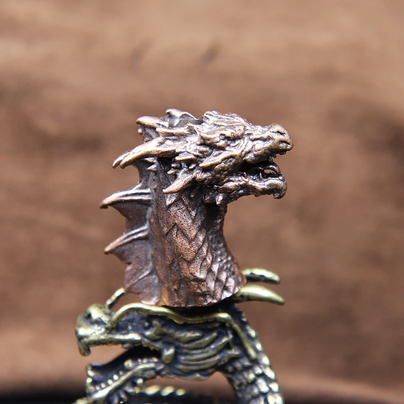 Beast European Dragon Head Brass Knife Pendants Jewelry Umbrella Rope Paracord Bead EDC DIY Keychain Lanyard Hanging Accessories