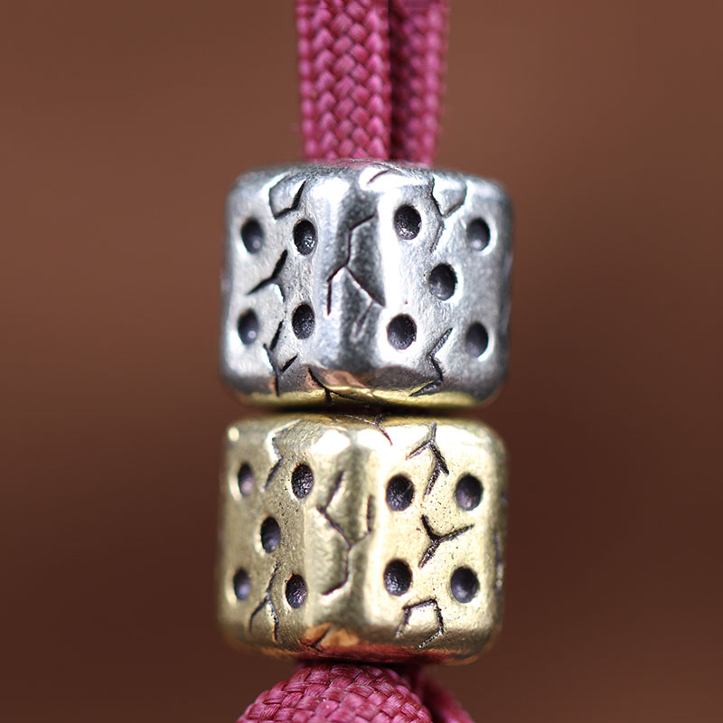 Dice Brass Knife Beads EDC Outdoor DIY Paracord Woven Bracelets Accessories Key Chain Lanyard Pendants Flashlight Hangings Tools