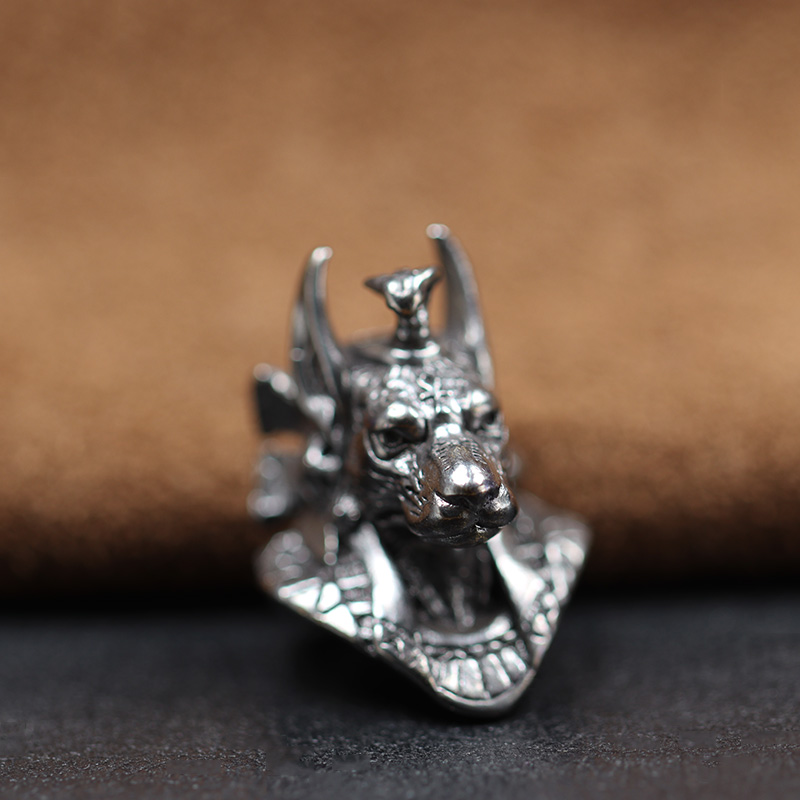 Ancient Egypt Death God Anubis Jackal Head Brass EDC Knife Beads DIY Paracord Woven Lanyard Pendants Jewelry Outdoor Accessories