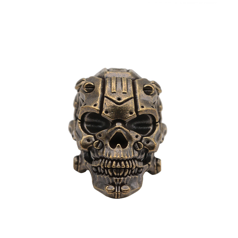 Mechanical Skull Head Brass Knife Beads EDC DIY Paracord Woven Bracelet Lanyard Pendant Accessories Outdoor Tool Hangings Charms