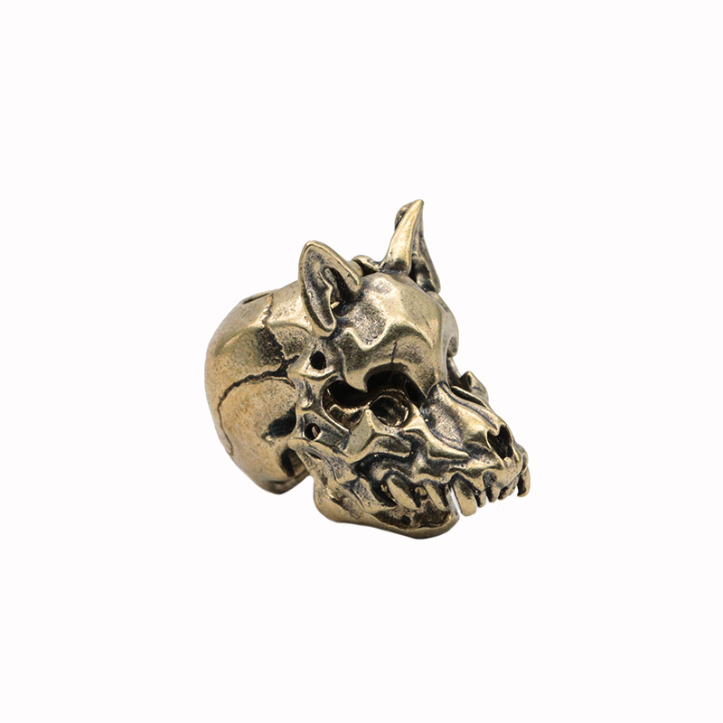 Openable Wolf Face Mask Skeleton Head Brass Knife Beads Outdoor EDC DIY Paracord Woven Lanyard Pendants Accessories Punk Charms