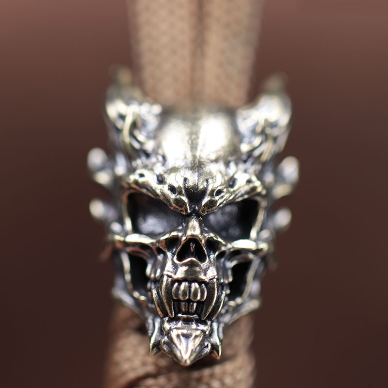 Punk Style Skull Head Brass Knife Bead EDC Outdoor DIY Paracord Woven Lanyard Pendants Bracelets Charms Jewelry Accessories Gift