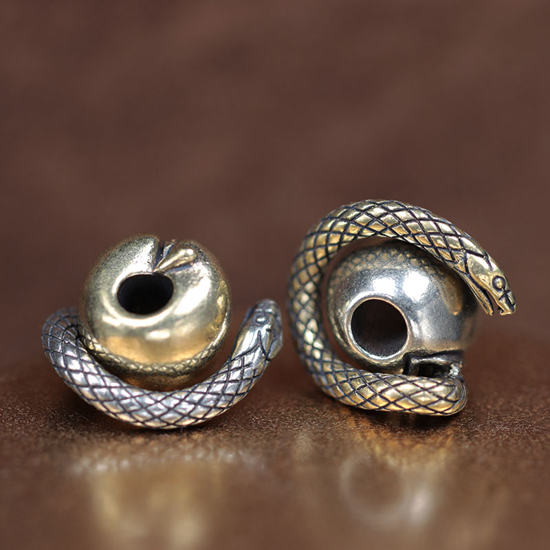 Desire Snake Female Genitalia Apple Figure EDC Outdoor Paracord Beads Retro Brass Umbrella Rope Woven Lanyard Pendants For Knife