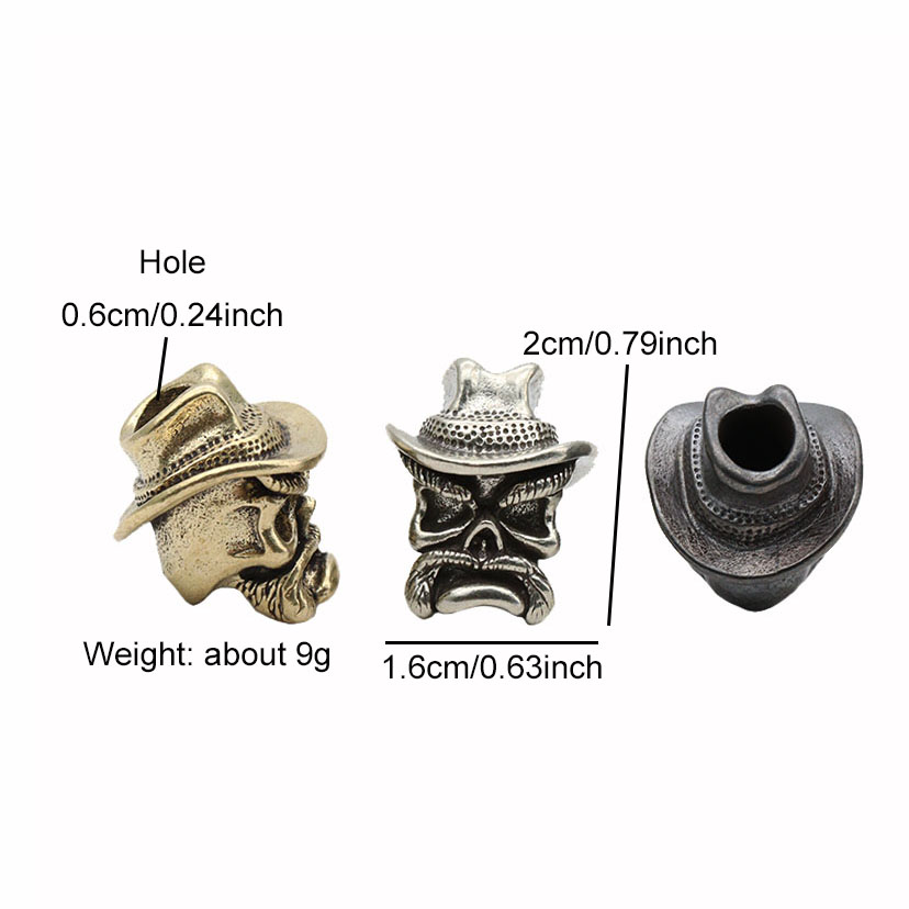 Cowboy Old Man Brass Knife Bead DIY Paracord Accessories Handmade Woven Lanyard Pendants EDC Outdoor Umbrella Rope Hangings Tool