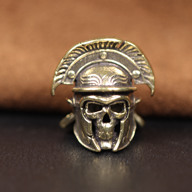 Fan Shape Helmet Skull Head Knife Beads DIY Paracord Lanyard Pendant Retro Punk Metal Brass Samurai EDC Outdoor Tool Accessories