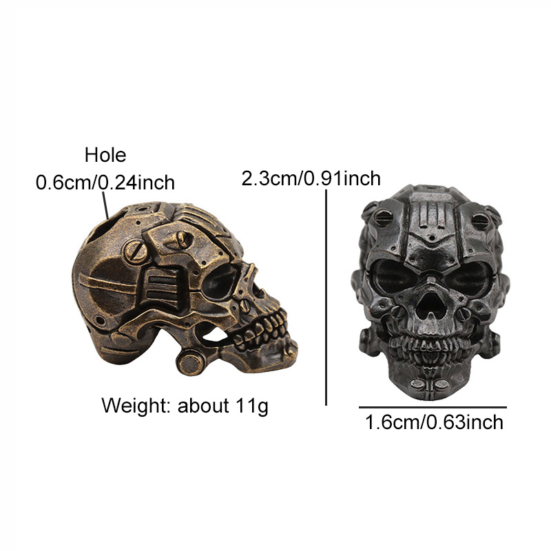 Mechanical Skull Head Brass Knife Beads EDC DIY Paracord Woven Bracelet Lanyard Pendant Accessories Outdoor Tool Hangings Charms