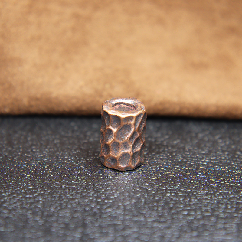 Brass Hammer Texture Pattern Cylinder EDC Knife Beads Paracord Lanyard Pendants DIY Outdoor Flashlight Umbrella Rope Accessories