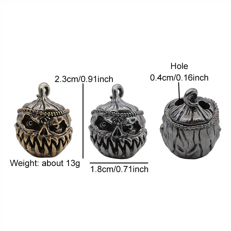 Halloween Pumpkin Skull Face Lantern EDC Brass Knife Beads DIY Woven Paracord Lanyard Pendants Outdoor Tool Hangings Accessories