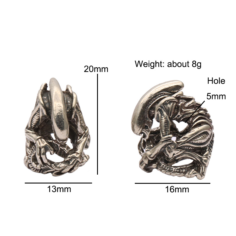 Alien Figurines White Brass Paracord Knife Beads DIY Woven Lanyard Pendant Jewelry Accessories EDC Outdoor Charms for Bracelets