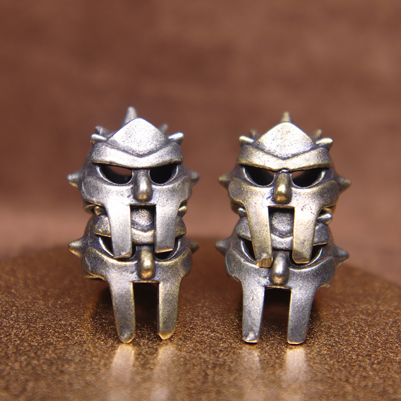 Spartan Roman Angular Helmet Brass Knife Bead Lanyard Pendant Jewelry DIY Paracord Bracelets Charms Outdoor Tool EDC Accessories